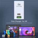 LDNIO A2620C ที่ชาร์จโทรศัพท์แท็บเล็ตอเนกประสงค์ 65W พอร์ต Type-C/USB-C ชาร์จเร็ว ปลั๊ก EU 65W, ปลั๊ก UK 65W, ปลั๊ก US 65W