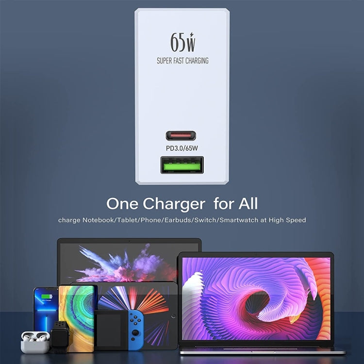 LDNIO A2620C ที่ชาร์จโทรศัพท์แท็บเล็ตอเนกประสงค์ 65W พอร์ต Type-C/USB-C ชาร์จเร็ว ปลั๊ก EU 65W, ปลั๊ก UK 65W, ปลั๊ก US 65W