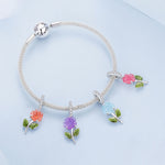 เครื่องประดับลูกปัดซิริคอนเงินสเตอร์ลิงเปลี่ยนสีด้วยแสง UV สีชมพู