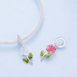 เครื่องประดับลูกปัดซิริคอนเงินสเตอร์ลิงเปลี่ยนสีด้วยแสง UV สีชมพู