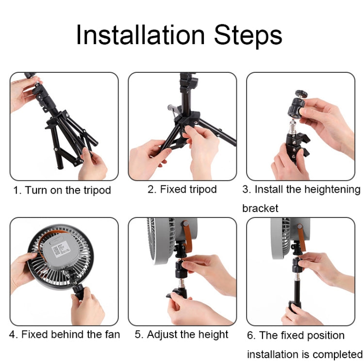 พัดลมขาตั้ง LED ขนาด 7 นิ้วสำหรับตั้งแคมป์กลางแจ้ง ZK-01 พัดลมพกพาอเนกประสงค์พร้อมแบตเตอรี่สำรองและแขวนได้