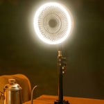 พัดลมขาตั้ง LED ขนาด 7 นิ้วสำหรับตั้งแคมป์กลางแจ้ง ZK-01 พัดลมพกพาอเนกประสงค์พร้อมแบตเตอรี่สำรองและแขวนได้