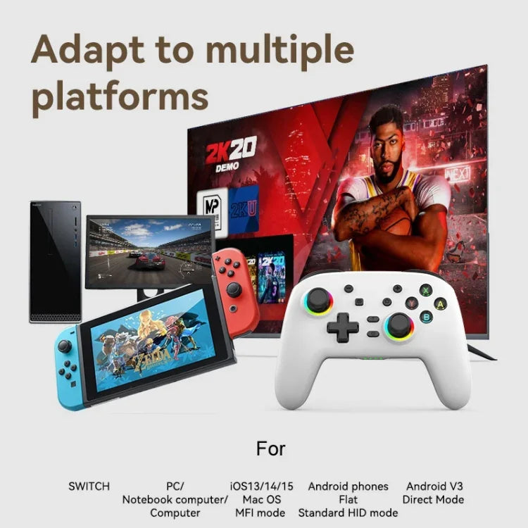 จอยเกมสั่นไร้สายบลูทูธสำหรับ Nintendo Switch/Switch PRO, สีดำทอง, ขาวเขียว, ดำ, ขาว