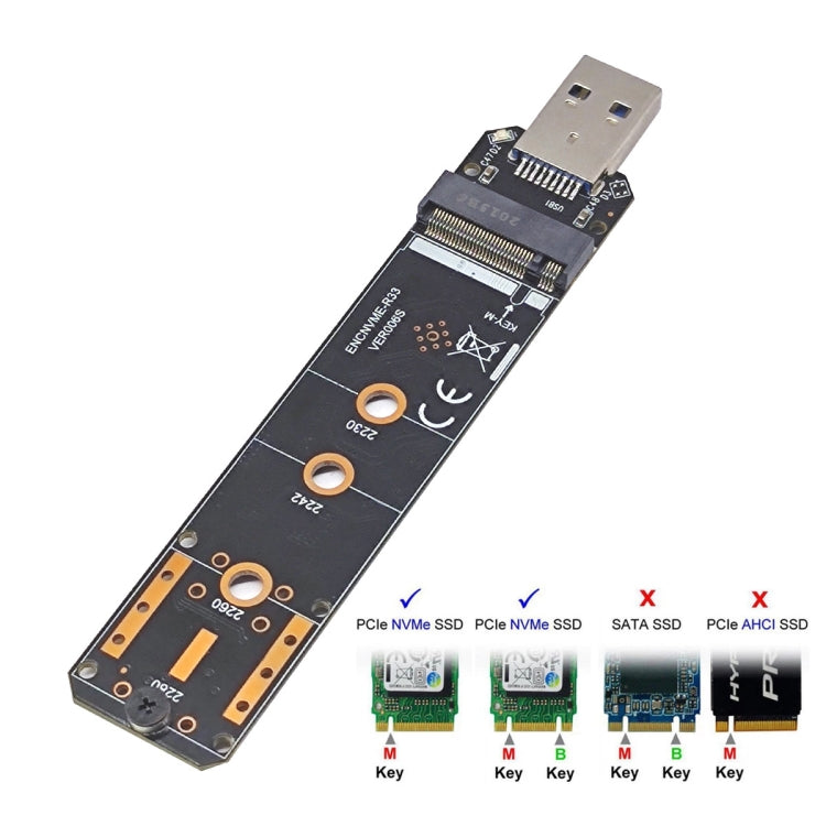 ENCNVME-R33 อะแดปเตอร์ USB 3.2 Gen 2 10Gbps เป็น NVMe M.2 SSD ชิป RTL9210 สำหรับ M Key M2 NVMe, ENCNVME-R33