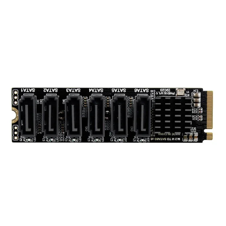 M2 M-EKY PCIE3.0 เป็น SATA6G การ์ดขยายการถ่ายโอน 6 พอร์ต อะแดปเตอร์ขยายฮาร์ดดิสก์, 6 พอร์ต