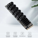 M2 M-EKY PCIE3.0 เป็น SATA6G การ์ดขยายการถ่ายโอน 6 พอร์ต อะแดปเตอร์ขยายฮาร์ดดิสก์, 6 พอร์ต