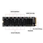 M2 M-EKY PCIE3.0 เป็น SATA6G การ์ดขยายการถ่ายโอน 6 พอร์ต อะแดปเตอร์ขยายฮาร์ดดิสก์, 6 พอร์ต