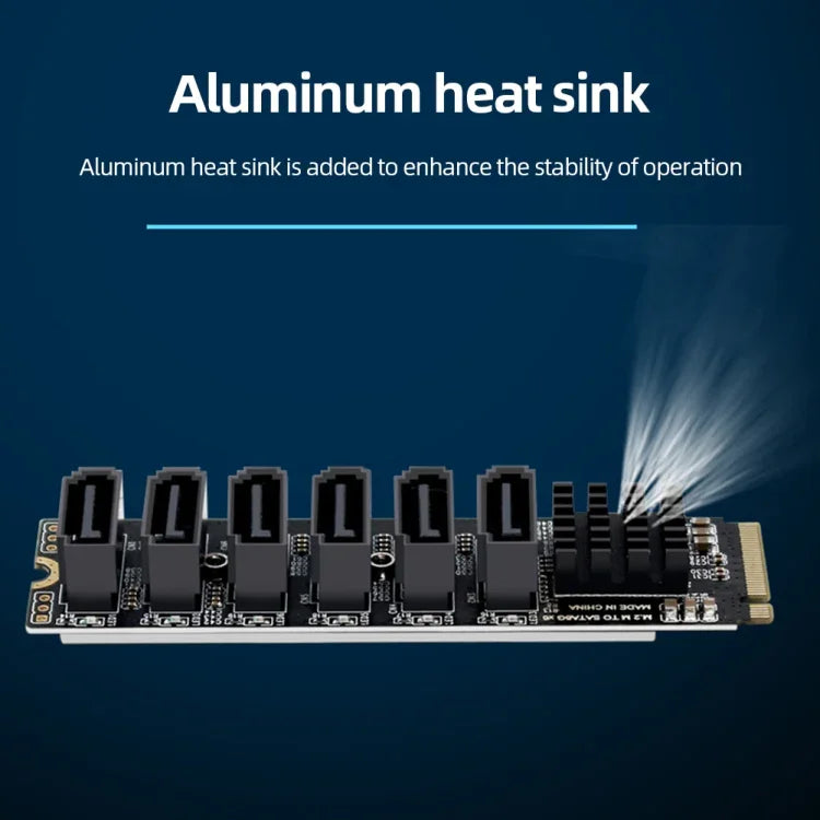 M2 M-EKY PCIE3.0 เป็น SATA6G การ์ดขยายการถ่ายโอน 6 พอร์ต อะแดปเตอร์ขยายฮาร์ดดิสก์, 6 พอร์ต