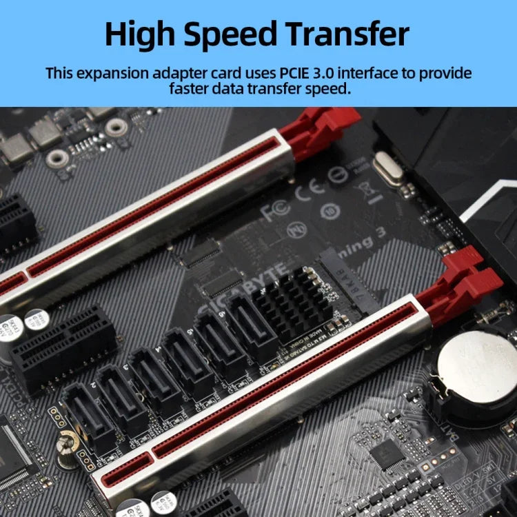 M2 M-EKY PCIE3.0 เป็น SATA6G การ์ดขยายการถ่ายโอน 6 พอร์ต อะแดปเตอร์ขยายฮาร์ดดิสก์, 6 พอร์ต