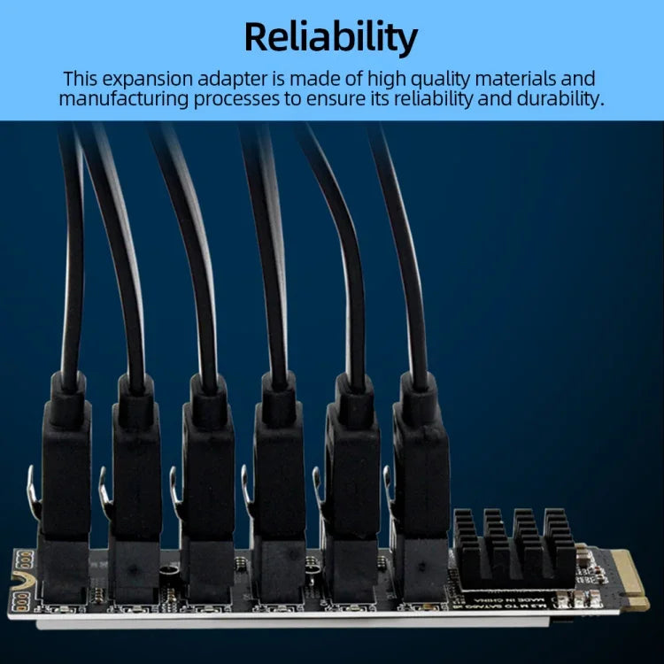 M2 M-EKY PCIE3.0 เป็น SATA6G การ์ดขยายการถ่ายโอน 6 พอร์ต อะแดปเตอร์ขยายฮาร์ดดิสก์, 6 พอร์ต