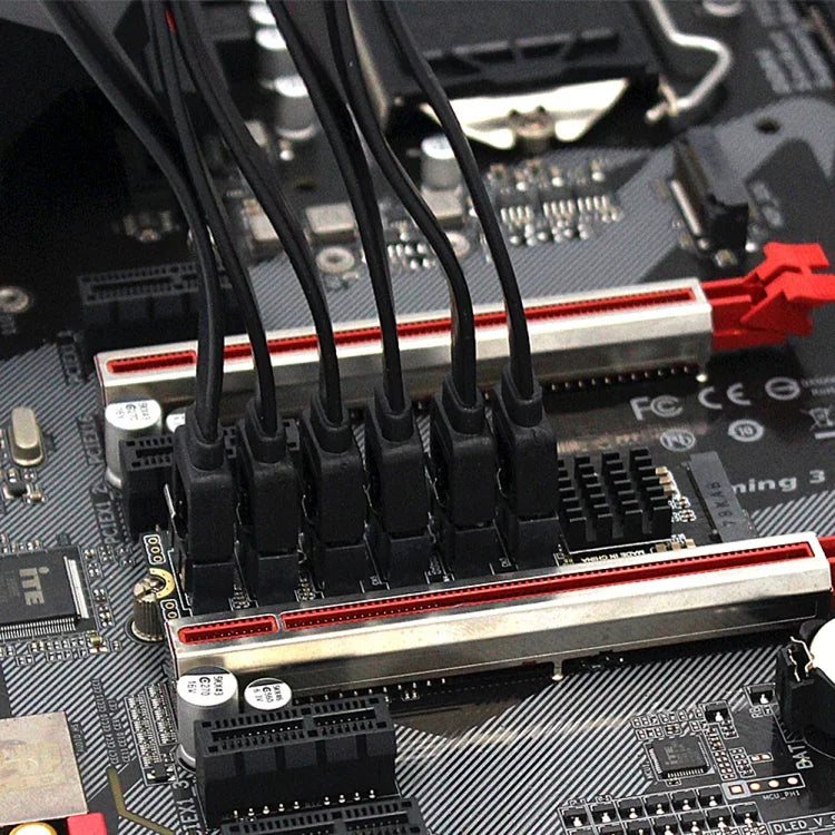 M2 M-EKY PCIE3.0 เป็น SATA6G การ์ดขยายการถ่ายโอน 6 พอร์ต อะแดปเตอร์ขยายฮาร์ดดิสก์, 6 พอร์ต