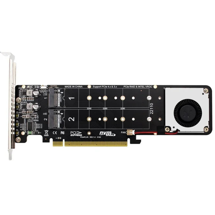 อะแดปเตอร์ขยาย PCI-E X16 เป็น M.2 M-key NVME X4 SSD RAID Array รองรับ 2242/2260/2280/22110, PH44Plus