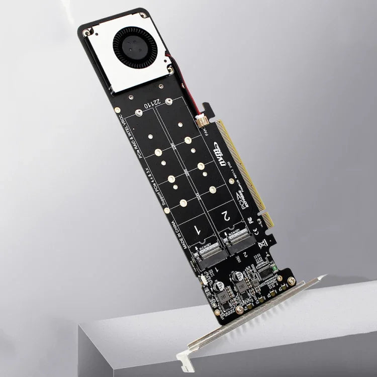 อะแดปเตอร์ขยาย PCI-E X16 เป็น M.2 M-key NVME X4 SSD RAID Array รองรับ 2242/2260/2280/22110, PH44Plus