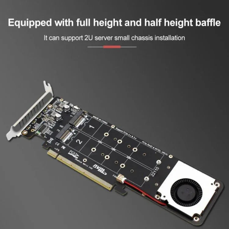 อะแดปเตอร์ขยาย PCI-E X16 เป็น M.2 M-key NVME X4 SSD RAID Array รองรับ 2242/2260/2280/22110, PH44Plus