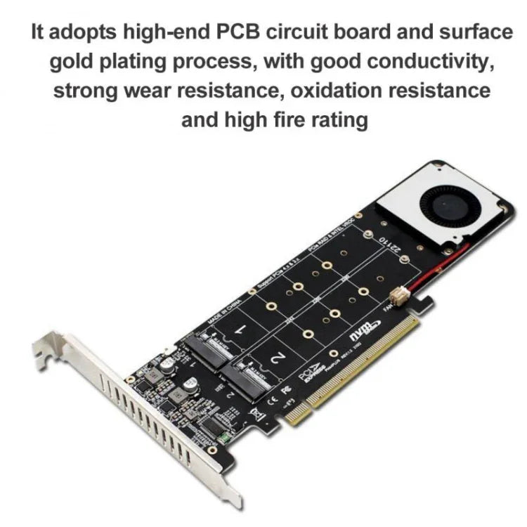 อะแดปเตอร์ขยาย PCI-E X16 เป็น M.2 M-key NVME X4 SSD RAID Array รองรับ 2242/2260/2280/22110, PH44Plus