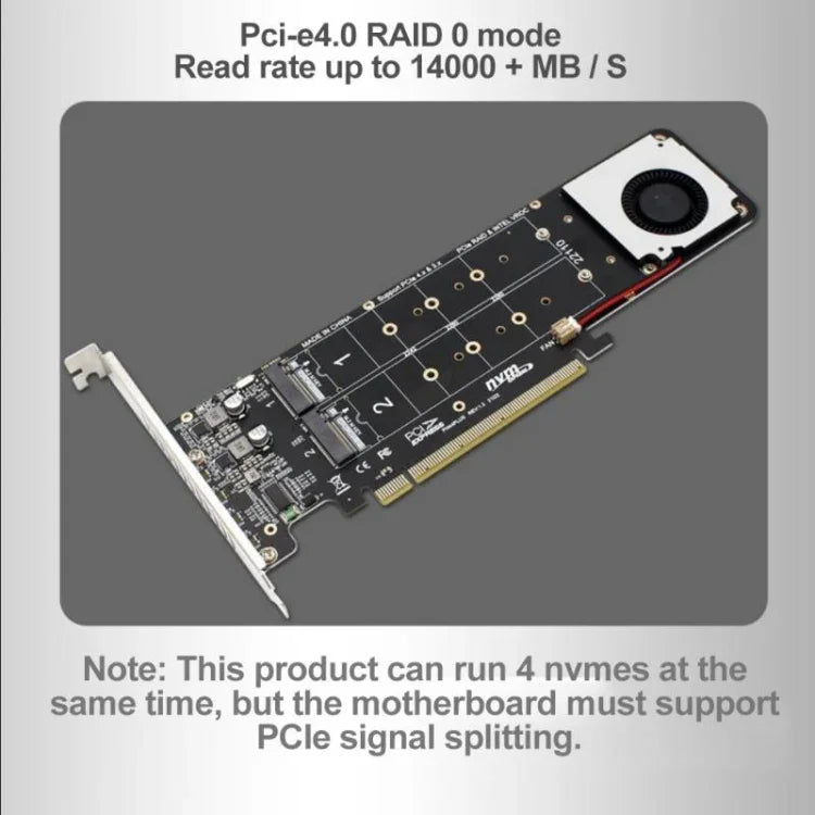 อะแดปเตอร์ขยาย PCI-E X16 เป็น M.2 M-key NVME X4 SSD RAID Array รองรับ 2242/2260/2280/22110, PH44Plus