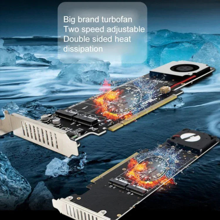 อะแดปเตอร์ขยาย PCI-E X16 เป็น M.2 M-key NVME X4 SSD RAID Array รองรับ 2242/2260/2280/22110, PH44Plus