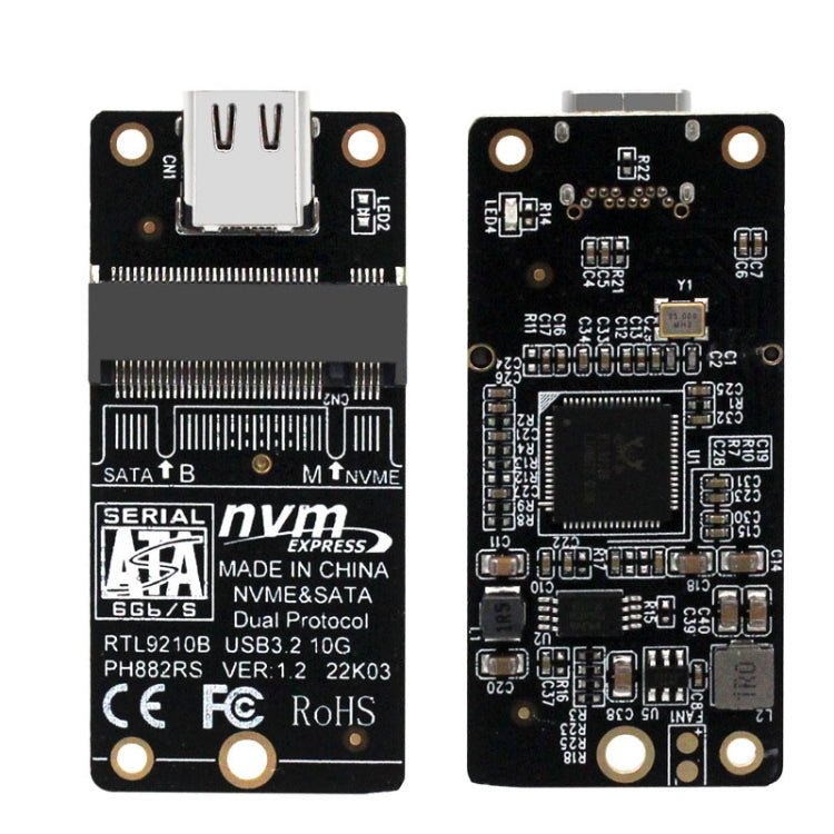 กล่องฮาร์ดดิสก์ M.2 NVME การ์ดถ่ายโอน ชิป RTL9210B Type-C / USB-C USB3.1 Gen2 10Gbps