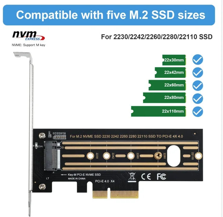 การ์ดขยาย M.2 Riser 2 ชิ้น NVMe SSD เป็น PCI-E X4 4.0 GEN4