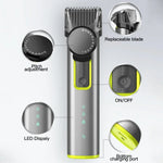 เครื่องโกนหนวดสำหรับผู้ชายอเนกประสงค์กันน้ำ IPX5 4 ใน 1 พร้อมเครื่องตัดขนจมูก ชาร์จ USB, รุ่น 677 4 ใน 1
