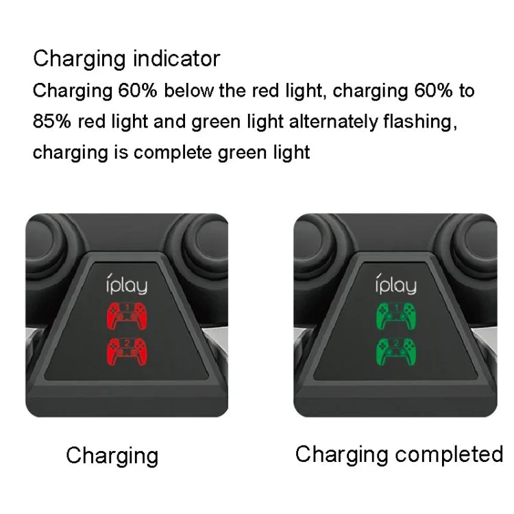 iplay HBP-260 สำหรับที่ชาร์จจอยจับ PS5 ที่นั่งชาร์จจอยจับเกมไฟฟ้า ชาร์จเร็ว, HBP-260