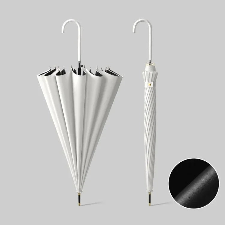 16 Bone Automatic Long Handle Double Sunny And Rain Dual Use Umbrella, With Waterproof Cover Beige, With Waterproof Cover Black, With Waterproof Cover Purple, With Waterproof Cover Green, With Waterproof Cover White, With Waterproof Cover Matcha       ...