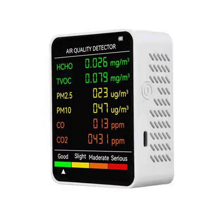 เครื่องตรวจวัดคุณภาพอากาศ PM2.5/PM10 เครื่องวัดคุณภาพอากาศในร่ม, เครื่องตรวจวัดคุณภาพอากาศ 6 in 1 สีขาว, เครื่องตรวจวัดคุณภาพอากาศ 6 in 1 สีดำ