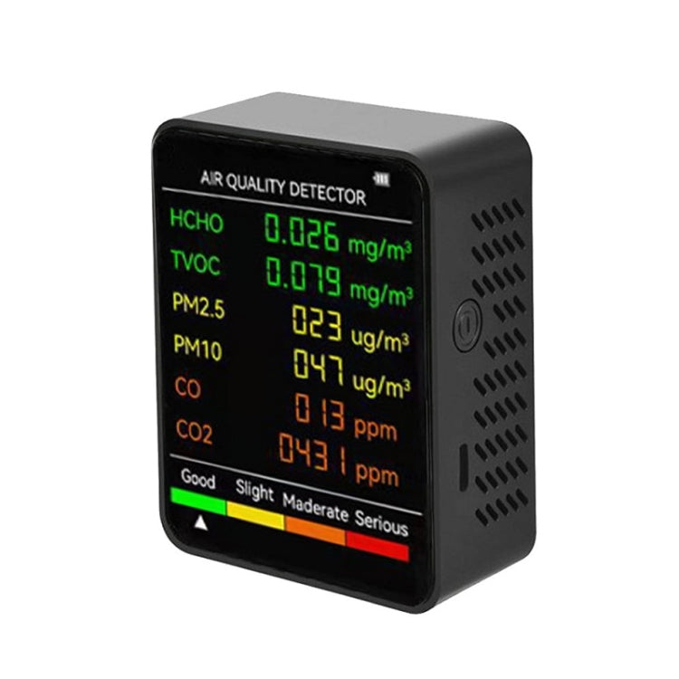 เครื่องตรวจวัดคุณภาพอากาศ PM2.5/PM10 เครื่องวัดคุณภาพอากาศในร่ม, เครื่องตรวจวัดคุณภาพอากาศ 6 in 1 สีขาว, เครื่องตรวจวัดคุณภาพอากาศ 6 in 1 สีดำ