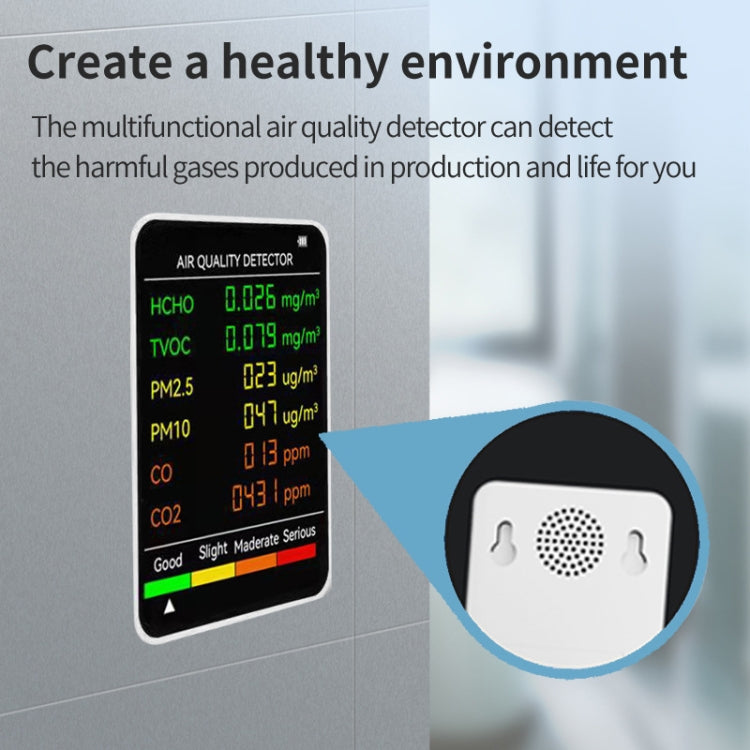 เครื่องตรวจวัดคุณภาพอากาศ PM2.5/PM10 เครื่องวัดคุณภาพอากาศในร่ม, เครื่องตรวจวัดคุณภาพอากาศ 6 in 1 สีขาว, เครื่องตรวจวัดคุณภาพอากาศ 6 in 1 สีดำ