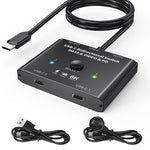 สวิตช์สองทาง 8K30 Type-C / USB-C ความเร็ว 10Gbps ตัวแยกสัญญาณ HD, KC-C201, C201 เครื่องเดียว