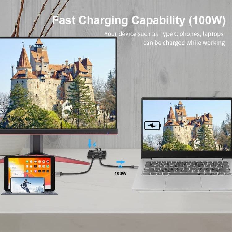 สวิตช์สองทาง 8K30 Type-C / USB-C ความเร็ว 10Gbps ตัวแยกสัญญาณ HD, KC-C201, C201 เครื่องเดียว