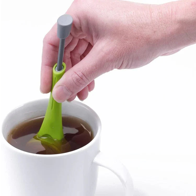 ที่กรองชาชาและกาแฟแบบใช้ซ้ำได้ พร้อมลูกสูบในตัว ทำจากพลาสติกเกรดอาหารแบบพกพา