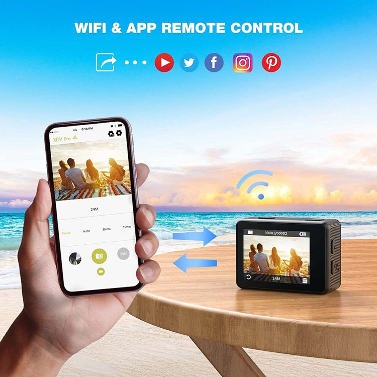 กล้องกีฬากันน้ำกลางแจ้ง WIFI สีหน้าจอคู่ HD 4K รุ่น Q60AR