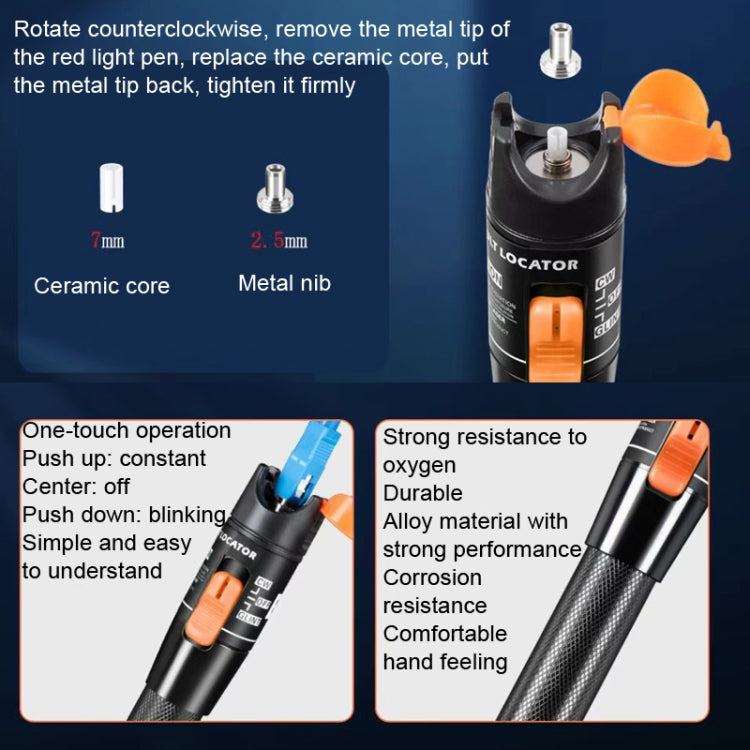ปากกาทดสอบแสงไฟเบอร์ออปติกแสงสีแดง แหล่งกำเนิดแสงไฟเบอร์ออปติก 5MW, 10MW, 20MW, 30MW, 50MW