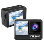 กล้องกีฬากันน้ำ IP68 หน้าจอคู่สัมผัสระยะไกล WIFI HD 5K/30FPS ป้องกันสั่น พร้อมการ์ด 64G หรือ 128G