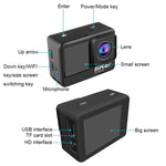 กล้องกีฬากันน้ำ IP68 หน้าจอคู่สัมผัสระยะไกล WIFI HD 5K/30FPS ป้องกันสั่น พร้อมการ์ด 64G หรือ 128G