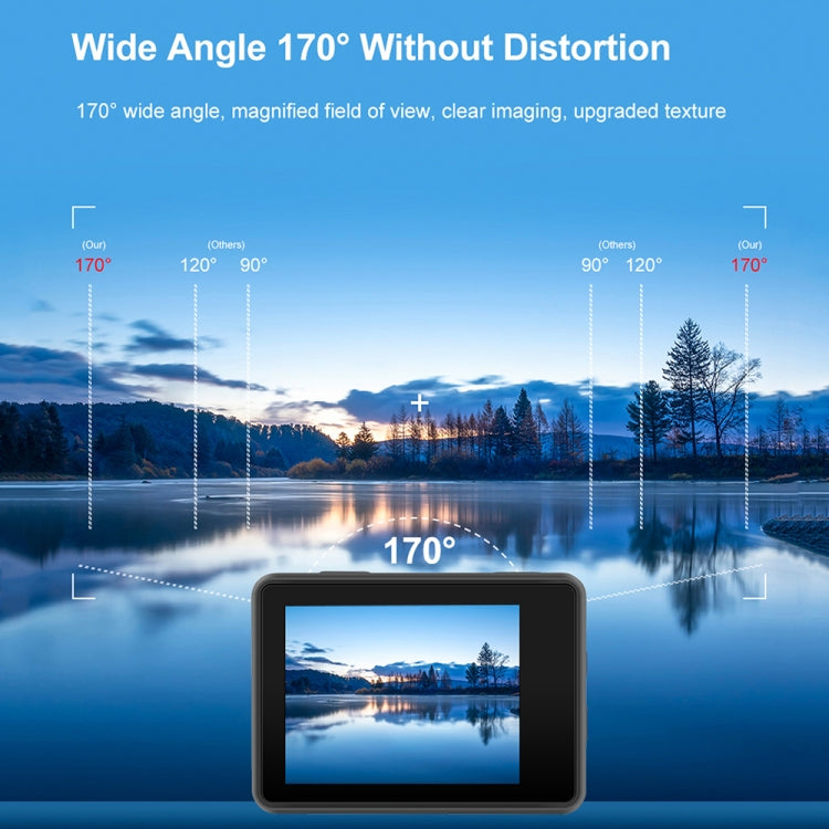 กล้องกีฬากันน้ำ IP68 หน้าจอคู่สัมผัสระยะไกล WIFI HD 5K/30FPS ป้องกันสั่น พร้อมการ์ด 64G หรือ 128G