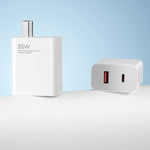 Xiaomi แท้ 35W USB-C+USB-A ชาร์จเร็วแบบพกพา พอร์ตคู่ (1C+1A), ปลั๊ก US, 35W