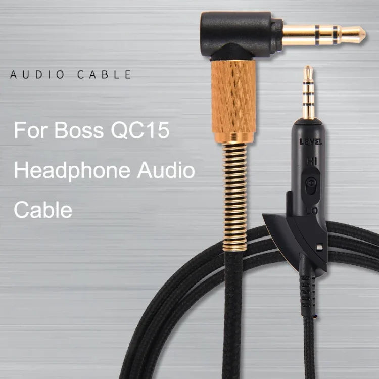 For Boss QC15 Headphone Audio Cable Braided Replacement Cable, ZS0017 Black