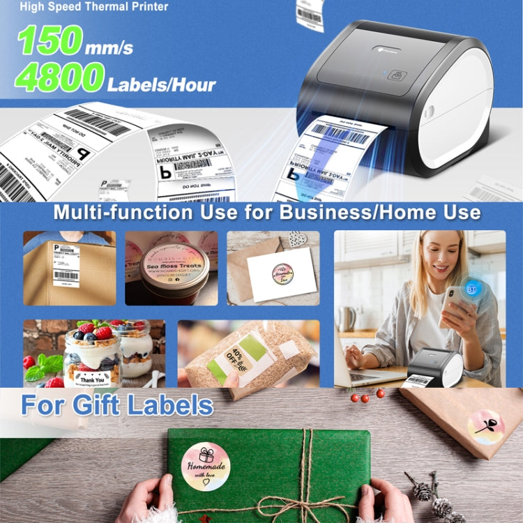 เครื่องพิมพ์ฉลากความร้อนไร้สาย Phomemo D520-BT สำหรับพิมพ์ฉลากจัดส่ง บลูทูธ สำหรับบาร์โค้ดและที่อยู่, US, EU
