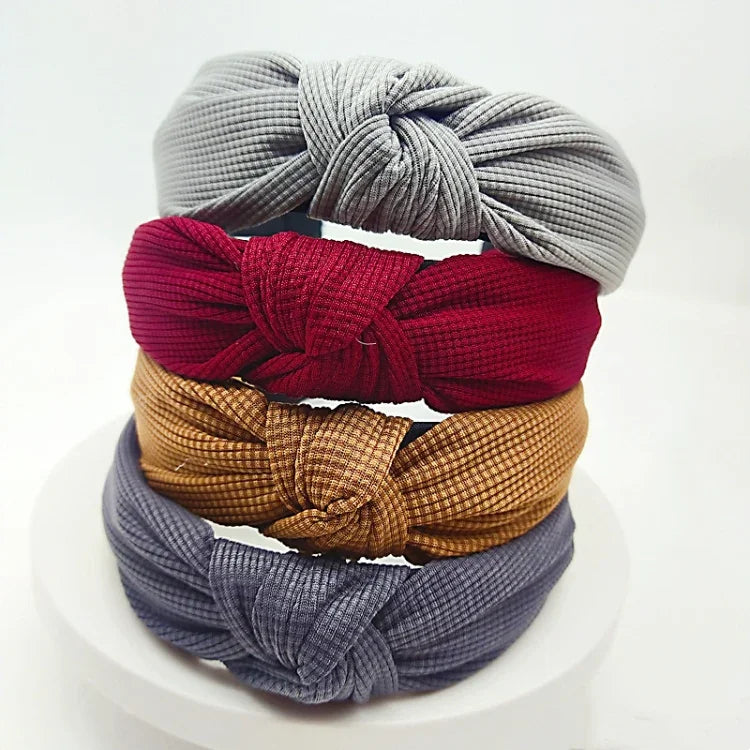 ผ้าคาดผมกว้าง 5 ซม. สีพื้นแบบกด