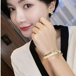 สร้อยข้อมือแผ่นเปลือกหอยสีขาว เครื่องประดับมือโลหะโค้ง, SL02-80