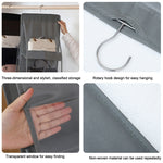 2pcs Double Sided Transparent Storage Bag Bedroom Wardrobe Storage Dustproof Hanging Bag, Gray 6 Grid, Black 6 Grid, Gray 8 Grid, Black 8 Grid