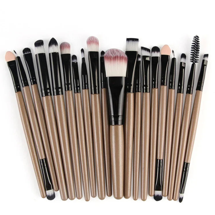 20pcs/set Wooden Handle Makeup Brush Set Beauty Tool Brushes, Coffee, Gold+Black, Black+White, Full Black, Black+Coffee, Brown+White, Gold+Pink, Brown+Green, Brown+Pink, Brown+Black, Gold+White, Gold+Green, Black+Green, Black+Pink, Brown+Purple        ...