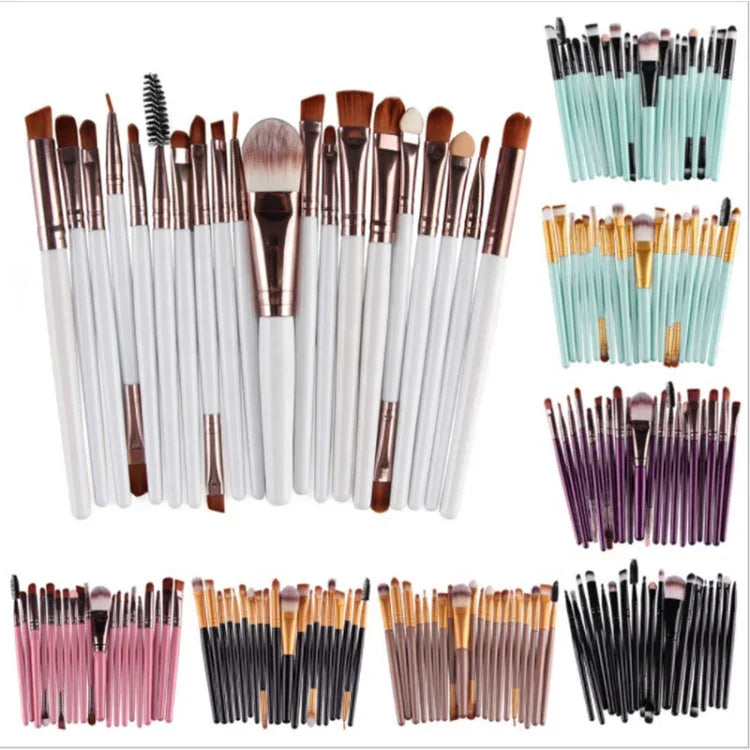 20pcs/set Wooden Handle Makeup Brush Set Beauty Tool Brushes, Coffee, Gold+Black, Black+White, Full Black, Black+Coffee, Brown+White, Gold+Pink, Brown+Green, Brown+Pink, Brown+Black, Gold+White, Gold+Green, Black+Green, Black+Pink, Brown+Purple        ...