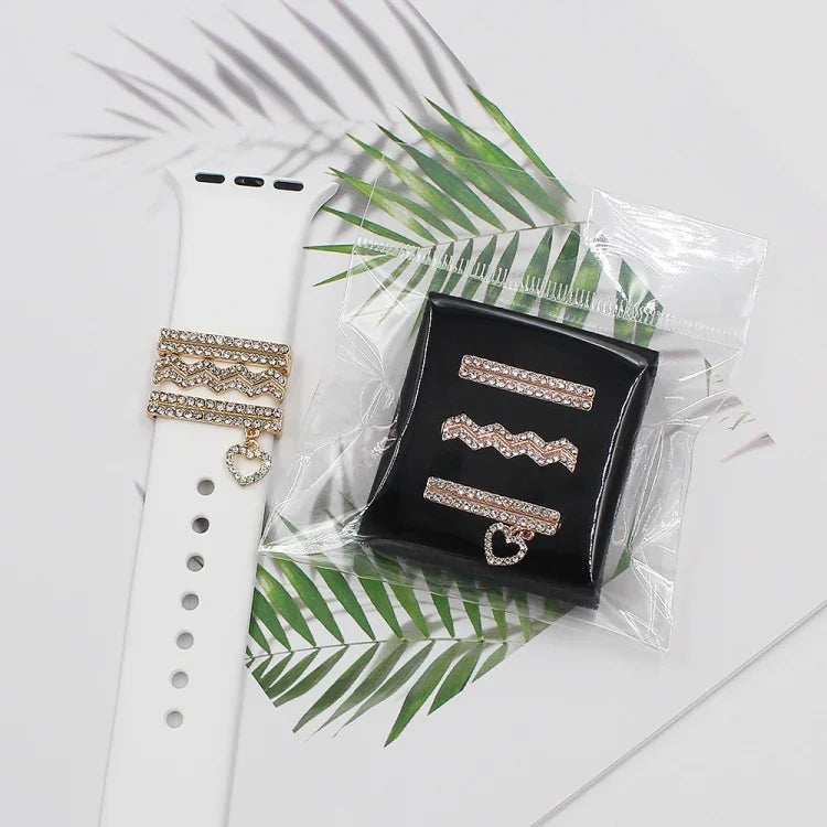 3pcs/set Smart Watch Silicone Strap Buckle Decoration Ring