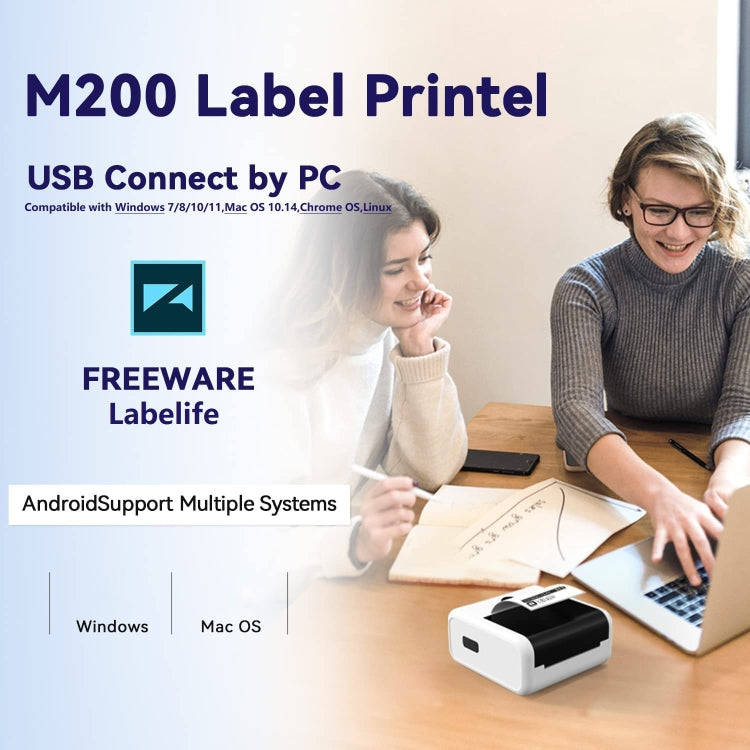เครื่องพิมพ์ฉลากความร้อนแบบพกพา Phomemo M200 สำหรับรหัส QR บลูทูธ รุ่น M200