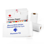 กระดาษฉลากความร้อนบลูทูธ Phomemo T02 3 ม้วน ขนาด 53mmx6.5m สีดำบนขาวไม่มีกาว อายุ 10 ปี, ขนาด 50mmx3.5m สติกเกอร์สีดำบนขาว อายุ 2 ปี, ขนาด 50mmx3.5m สติกเกอร์สีดำบนขาว อายุ 10 ปี, ขนาด 53mmx5m สีฟ้าบนขาวไม่มีกาว อายุ 5 ปี