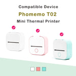 กระดาษฉลากความร้อนบลูทูธ Phomemo T02 3 ม้วน ขนาด 53mmx6.5m สีดำบนขาวไม่มีกาว อายุ 10 ปี, ขนาด 50mmx3.5m สติกเกอร์สีดำบนขาว อายุ 2 ปี, ขนาด 50mmx3.5m สติกเกอร์สีดำบนขาว อายุ 10 ปี, ขนาด 53mmx5m สีฟ้าบนขาวไม่มีกาว อายุ 5 ปี