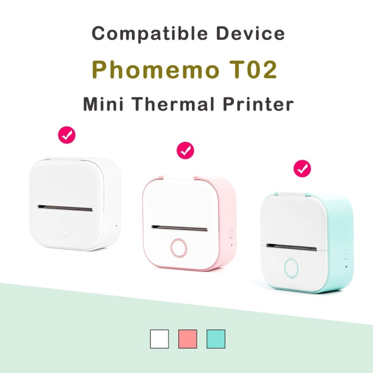 กระดาษฉลากความร้อนบลูทูธ Phomemo T02 3 ม้วน ขนาด 53mmx6.5m สีดำบนขาวไม่มีกาว อายุ 10 ปี, ขนาด 50mmx3.5m สติกเกอร์สีดำบนขาว อายุ 2 ปี, ขนาด 50mmx3.5m สติกเกอร์สีดำบนขาว อายุ 10 ปี, ขนาด 53mmx5m สีฟ้าบนขาวไม่มีกาว อายุ 5 ปี